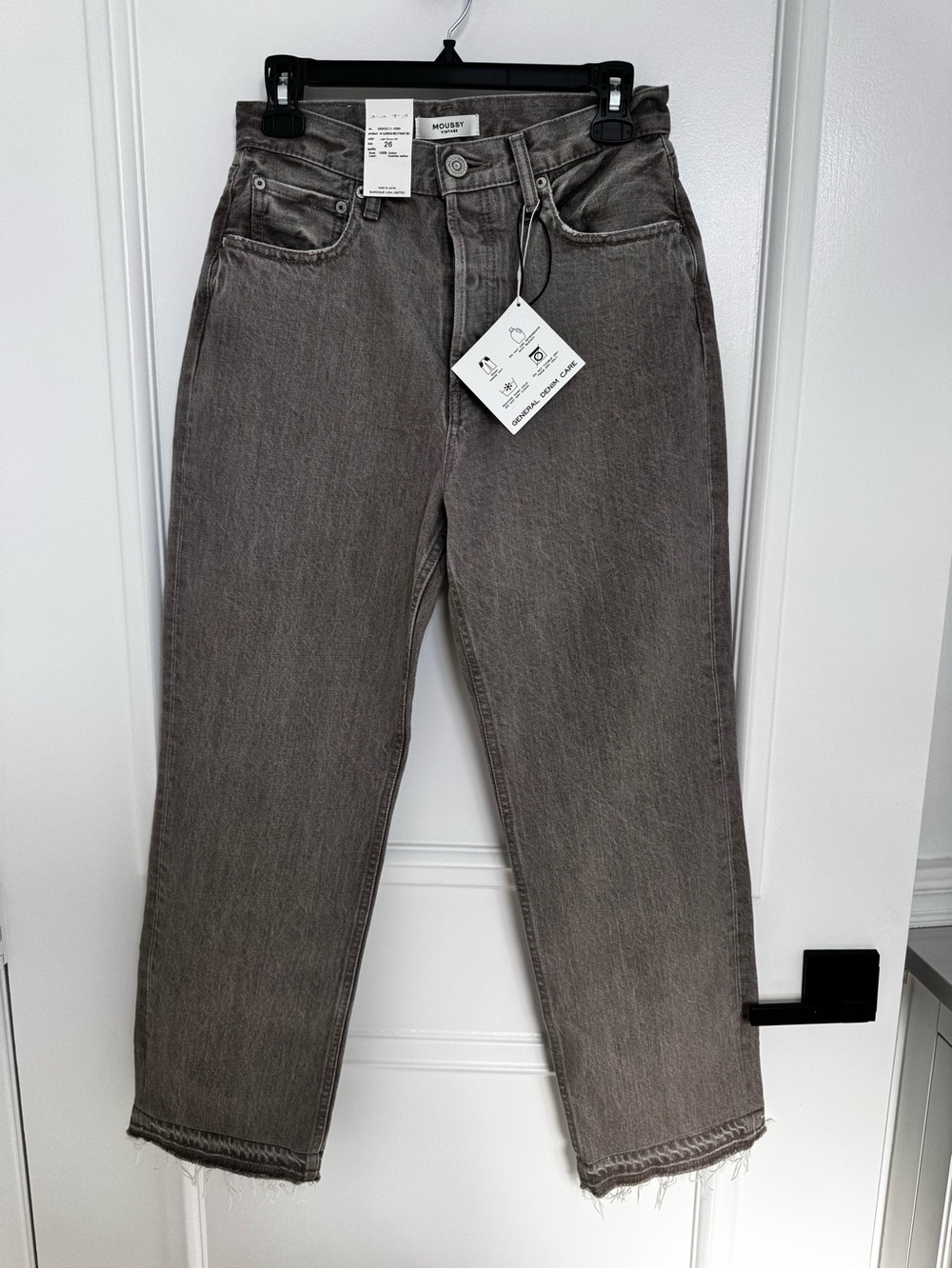 Moussy Straight Leg Crop Jeans in light brown (hint of grey)